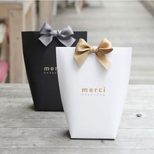 Load image into Gallery viewer, 5pcs Black White Merci Thank You Gift Packaging Candy Kraft Paper Bag Wedding Dragee Gift Box Cookie Gift Bags Wrapping Supplies