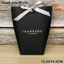 Load image into Gallery viewer, 5pcs Black White Merci Thank You Gift Packaging Candy Kraft Paper Bag Wedding Dragee Gift Box Cookie Gift Bags Wrapping Supplies