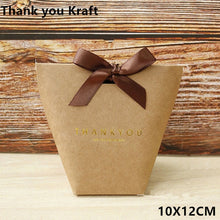 Load image into Gallery viewer, 5pcs Black White Merci Thank You Gift Packaging Candy Kraft Paper Bag Wedding Dragee Gift Box Cookie Gift Bags Wrapping Supplies