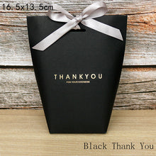 Load image into Gallery viewer, 5pcs Upscale Black White Bronzing "Merci" Candy Bag French Thank You Wedding Favors Gift Box Package Birthday Party Favor Bags