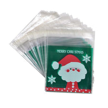 Load image into Gallery viewer, 50pcs 10x10cm Christmas Cookie Candy Gift Bags Plastic Self-adhesive Biscuits Snack Packaging Bags Xmas Decoration Favors