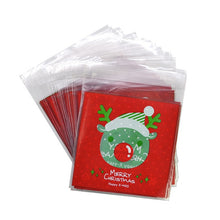Load image into Gallery viewer, 50pcs 10x10cm Christmas Cookie Candy Gift Bags Plastic Self-adhesive Biscuits Snack Packaging Bags Xmas Decoration Favors