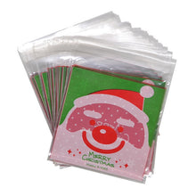Load image into Gallery viewer, 50pcs 10x10cm Christmas Cookie Candy Gift Bags Plastic Self-adhesive Biscuits Snack Packaging Bags Xmas Decoration Favors