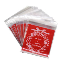 Load image into Gallery viewer, 50pcs 10x10cm Christmas Cookie Candy Gift Bags Plastic Self-adhesive Biscuits Snack Packaging Bags Xmas Decoration Favors