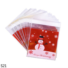 Load image into Gallery viewer, 50pcs 10x10cm Christmas Cookie Candy Gift Bags Plastic Self-adhesive Biscuits Snack Packaging Bags Xmas Decoration Favors
