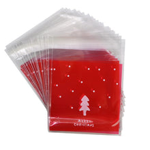 Load image into Gallery viewer, 50pcs 10x10cm Christmas Cookie Candy Gift Bags Plastic Self-adhesive Biscuits Snack Packaging Bags Xmas Decoration Favors