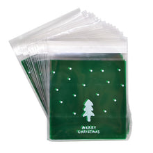 Load image into Gallery viewer, 50pcs 10x10cm Christmas Cookie Candy Gift Bags Plastic Self-adhesive Biscuits Snack Packaging Bags Xmas Decoration Favors