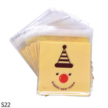 Load image into Gallery viewer, 50pcs 10x10cm Christmas Cookie Candy Gift Bags Plastic Self-adhesive Biscuits Snack Packaging Bags Xmas Decoration Favors