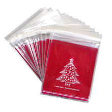 Load image into Gallery viewer, 50pcs 10x10cm Christmas Cookie Candy Gift Bags Plastic Self-adhesive Biscuits Snack Packaging Bags Xmas Decoration Favors