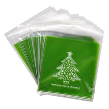 Load image into Gallery viewer, 50pcs 10x10cm Christmas Cookie Candy Gift Bags Plastic Self-adhesive Biscuits Snack Packaging Bags Xmas Decoration Favors