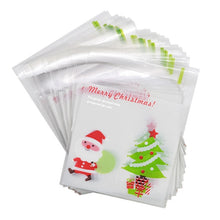 Load image into Gallery viewer, 50pcs 10x10cm Christmas Cookie Candy Gift Bags Plastic Self-adhesive Biscuits Snack Packaging Bags Xmas Decoration Favors