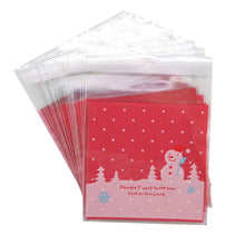 Load image into Gallery viewer, 50pcs 10x10cm Christmas Cookie Candy Gift Bags Plastic Self-adhesive Biscuits Snack Packaging Bags Xmas Decoration Favors