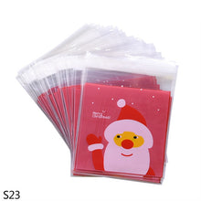 Load image into Gallery viewer, 50pcs 10x10cm Christmas Cookie Candy Gift Bags Plastic Self-adhesive Biscuits Snack Packaging Bags Xmas Decoration Favors