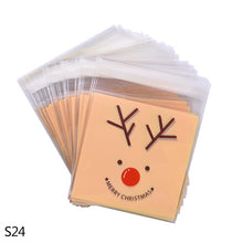 Load image into Gallery viewer, 50pcs 10x10cm Christmas Cookie Candy Gift Bags Plastic Self-adhesive Biscuits Snack Packaging Bags Xmas Decoration Favors