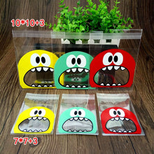 Load image into Gallery viewer, 100Pcs Cute Big Teech Mouth Monster Plastic Bag Wedding Birthday Party Favors Cookie Candy Gift Self Adhesive Packaging Bags