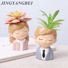 Load image into Gallery viewer, 2019 NEW COUPLES FLOWER POT Plants Resin lovers vase Succulent Planter Pot Mini Bonsai Cactus Home Wedding Decoration Craft